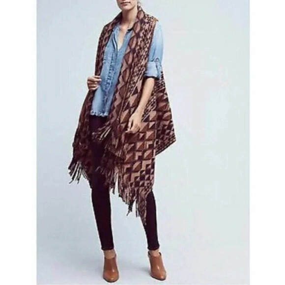 Plenty by Tracy Reese Canton Brown Boho Wool Fringe Vest XS/S - Picture 1 of 8